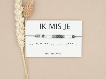 Bracelet code Morse tu me manques (argent, or rose ou or) 2