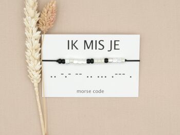 Bracelet code Morse tu me manques (argent, or rose ou or) 4