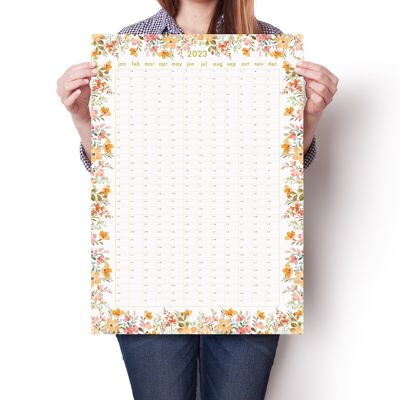 Planner da parete floreale 2023, 50x70 cm,