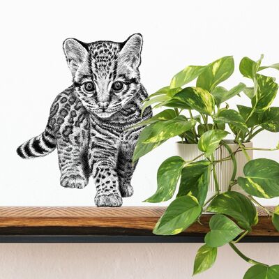 Vinilo decorativo ocelote - ilustración de gato salvaje - arte de pared