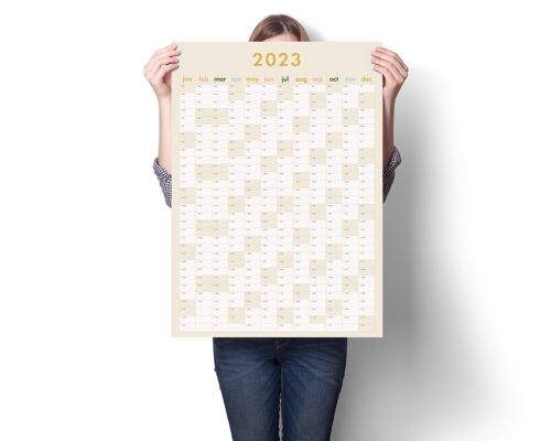 2023 Ivory Wall Planner, A1 size, Large One Page Planner