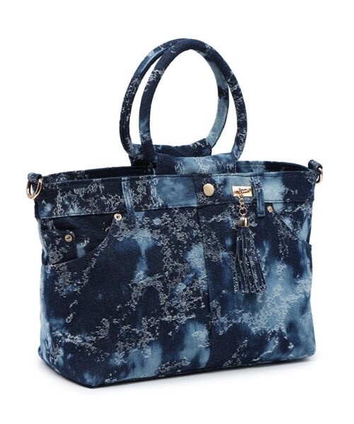 Blue Jeans Material Womens Handbag Casual tote bag with Long Adjustable Strap--ZQ-338 blue