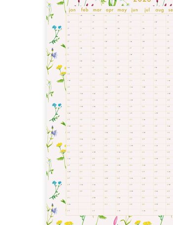 Agenda mural Wildflowers 2023, organiseur mural avec calendrier, 50x70 cm 3