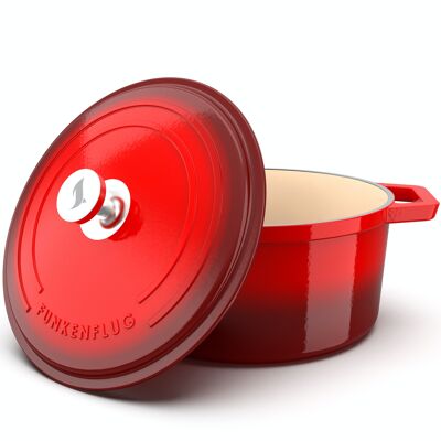 Cast iron casserole red enamel