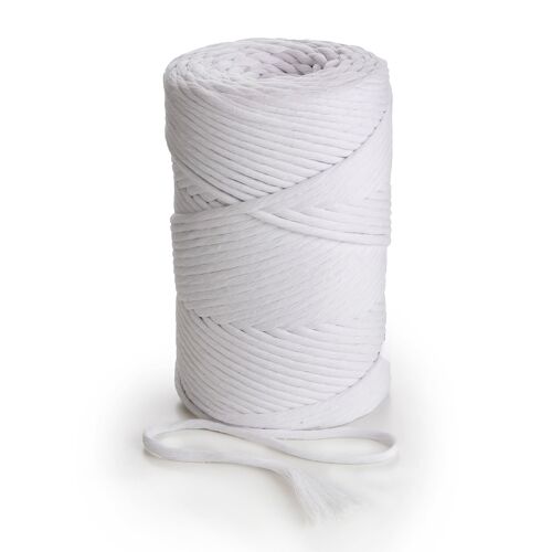 3mm 1 PLY 280m, 1kg or 140m 500g, Cotton Cord WHITE, single twisted