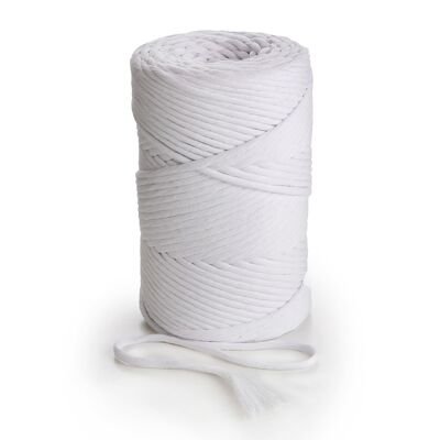 3mm 1 PLY 280m, 1kg oder 140m 500g, Baumwollkordel WEISS, einfach gezwirnt