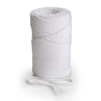 3mm 1 PLI 280m, 1kg ou 140m 500g, Cordon Coton BLANC, simple retors 1