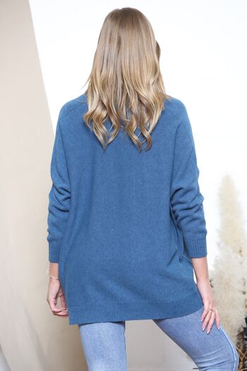 Pull bleu col V Slouchy 3