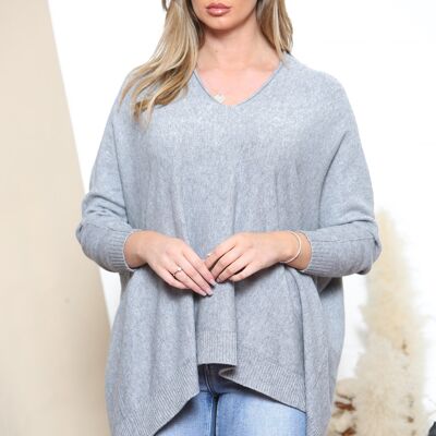 Jersey cuello V Slouchy gris