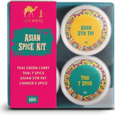 Kit di spezie asiatiche con libretto di ricette di Silk Route Spice Company - 4 vasetti di spezie individuali