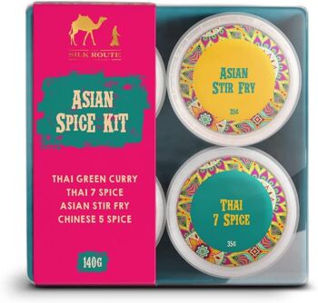 Kit d'épices asiatiques avec livret de recettes par Silk Route Spice Company - 4 pots à épices individuels