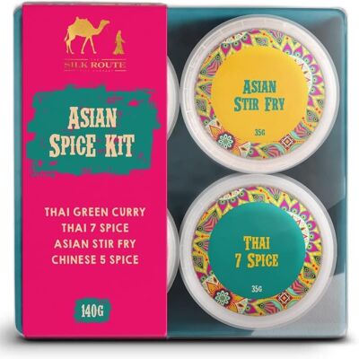 Asian Spice Kit with Recipe Booklet by Silk Route Spice Company  - 4 Individual Spice Pots