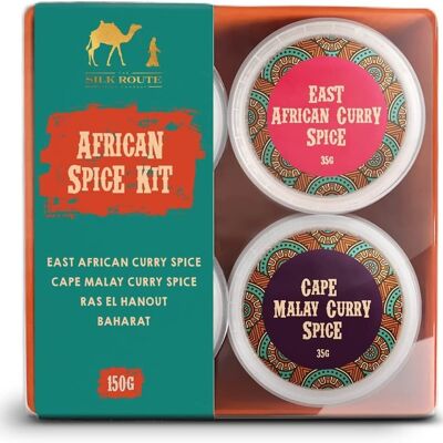 Kit de especias africanas con folleto de recetas de Silk Route Spice Company - 4 botes de especias individuales