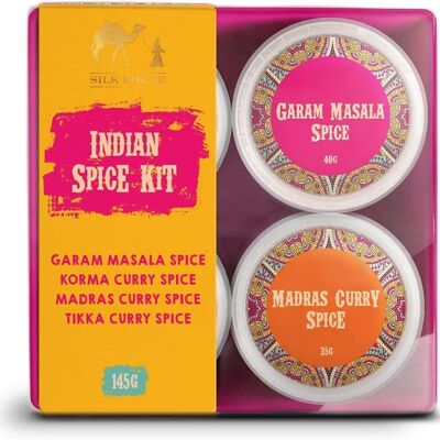 Mild Indian Spice Kit with Recipe Booklet by Silk Route Spice Company  - 4 Individual Spice Pots