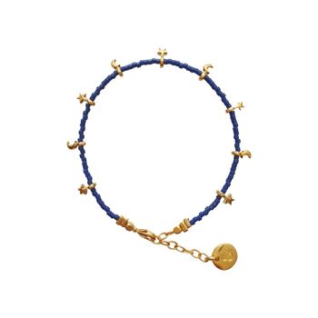 bracelet - lune/étoile/perles bleu foncé 2