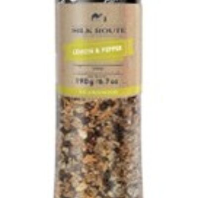 Giant Lemon Pepper Seasoning Grinder by Silk Route Spice Company - 190g Citrus Pepper Medley