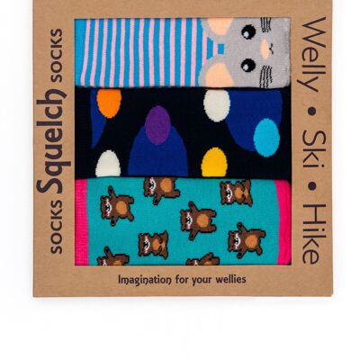 Set di tre calzini Squelch Tot Welly in confezione regalo 1