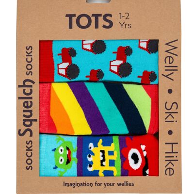 Set di tre calzini Squelch Tot Welly in confezione regalo 3