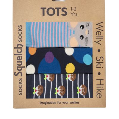 Set aus drei Squelch Tot Welly Socken in einer Geschenkbox Weihnachten 1