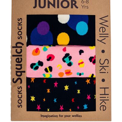 Set di tre calzini Squelch Junior Welly in confezione regalo 3