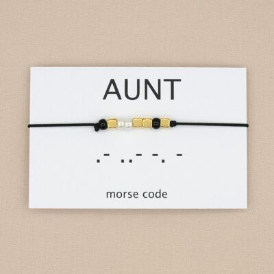 Morse code armband aunt (zilver, rosé goud,goud)
