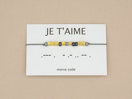 Morse code armband Je t'aime (zilver, rosé goud,goud)