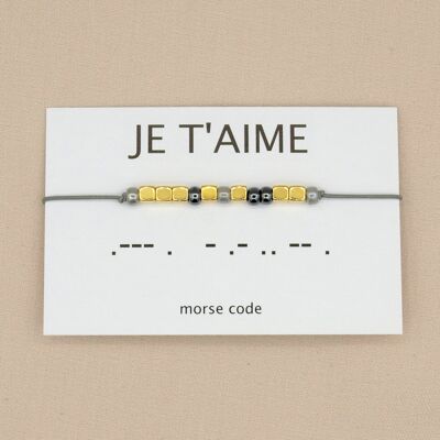 Morse code armband Je t'aime (zilver, rosé goud,goud)