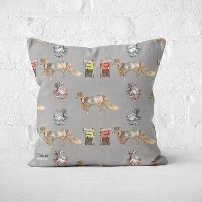 Fox In the city patterned cushion