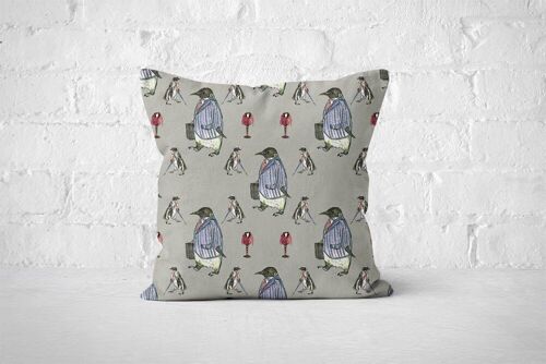 Penguin In The City Patterned Cushion