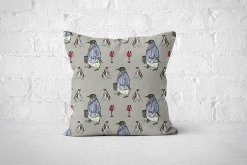 Penguin In The City Patterned Cushion
