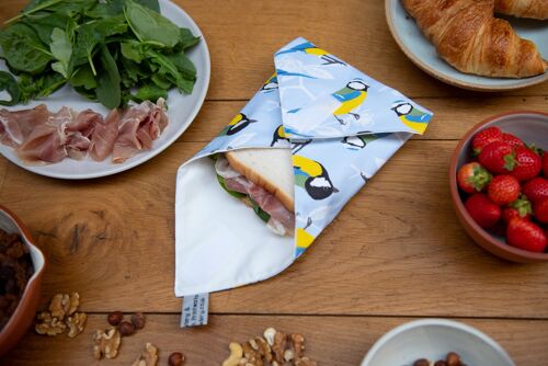 Blue and Great Tit Print Sandwich Wrap