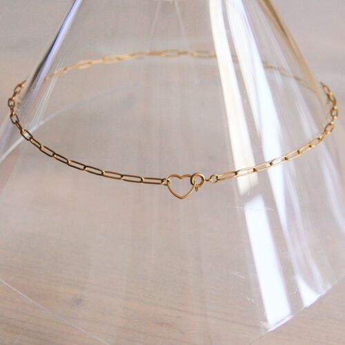 Stainless steel D-chain necklace with open heart closure - FW281