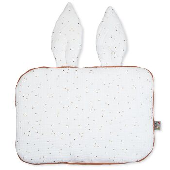 Oreiller extra plat, coussin lapin pour bébé, double gaze de coton,  fabriqué en France, Collection Jeanne 3