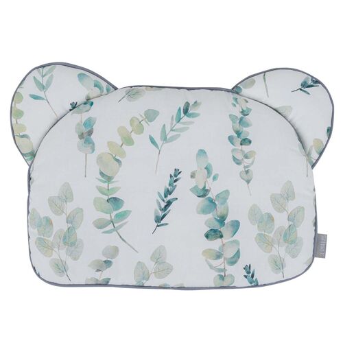 Oreiller extra plat, coussin ourson réversible pour bébé,  fabriqué en France, Eucalyptus