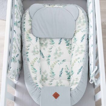 Oreiller extra plat, coussin ourson réversible pour bébé,  fabriqué en France, Eucalyptus 4