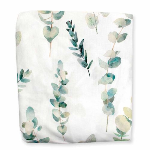 Drap housse, linge de lit enfant, fabriqué en France, Eucalyptus