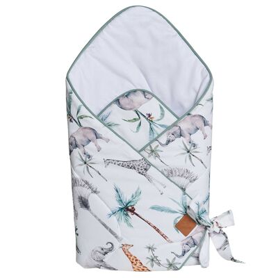 Birth sleeping bag, swaddling blanket, angel's nest made in France, Safari