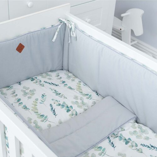 Tour de lit bébé, universel et réversible, fabriqué en France, Eucalyptus
