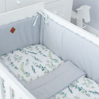 Cot bumper, universal and reversible, made in France, Eucalyptus