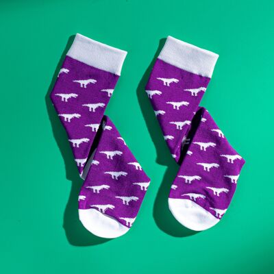 Purple And White T-rex Pattern Men's Egyptian Cotton Socks
