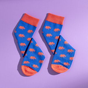 Chaussettes en coton égyptien à motif de mammouth laineux bleu et orange pour homme