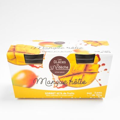 Duo-Gläser Mango-Sorbet marmorierte Karamell-Maracuja und Gewürze