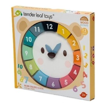 Ours couleurs horloge en bois tendre feuille numéro Puzzle 3