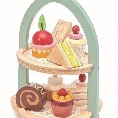 Birdie Afternoon Tea Stand Tender Leaf Ensemble de jeu de rôle en bois