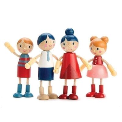 Accessoires de maison de poupées en bois de feuille tendre de famille de poupée