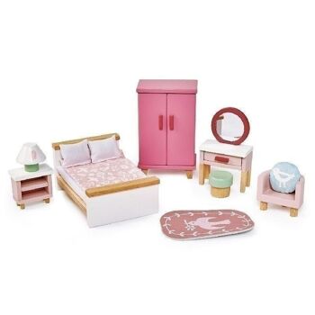 Maison de poupées Tender Leaf Ensemble de meubles de chambre à coucher en bois 1
