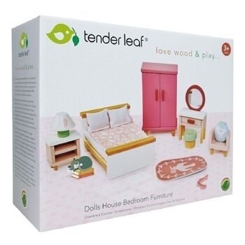 Maison de poupées Tender Leaf Ensemble de meubles de chambre à coucher en bois 4