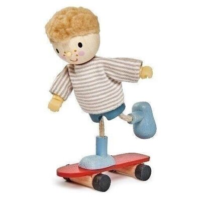 Bambola di legno Edward Tender Leaf e il suo skateboard