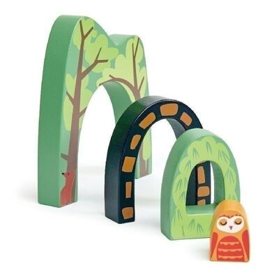 Tunnels forestiers avec puzzle en bois de feuille tendre de hibou