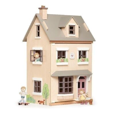 Foxtail Villa + Mueble Tender Leaf Casa de muñecas de madera Gris